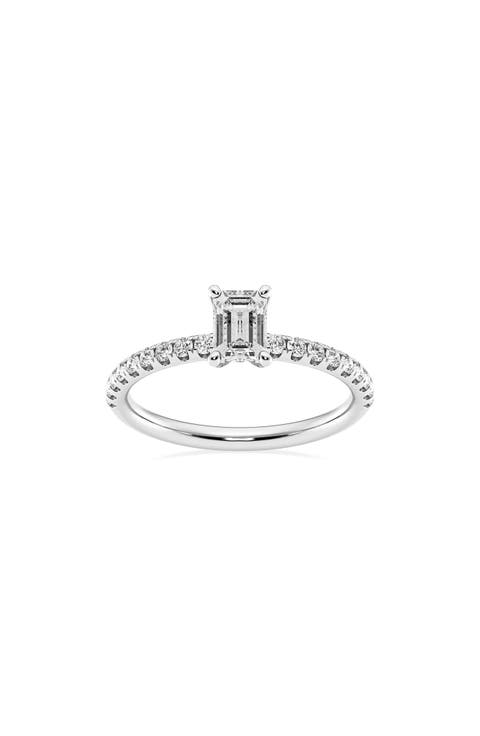 Emerald Cut Lab Created Diamond Ring - 0.85ct.