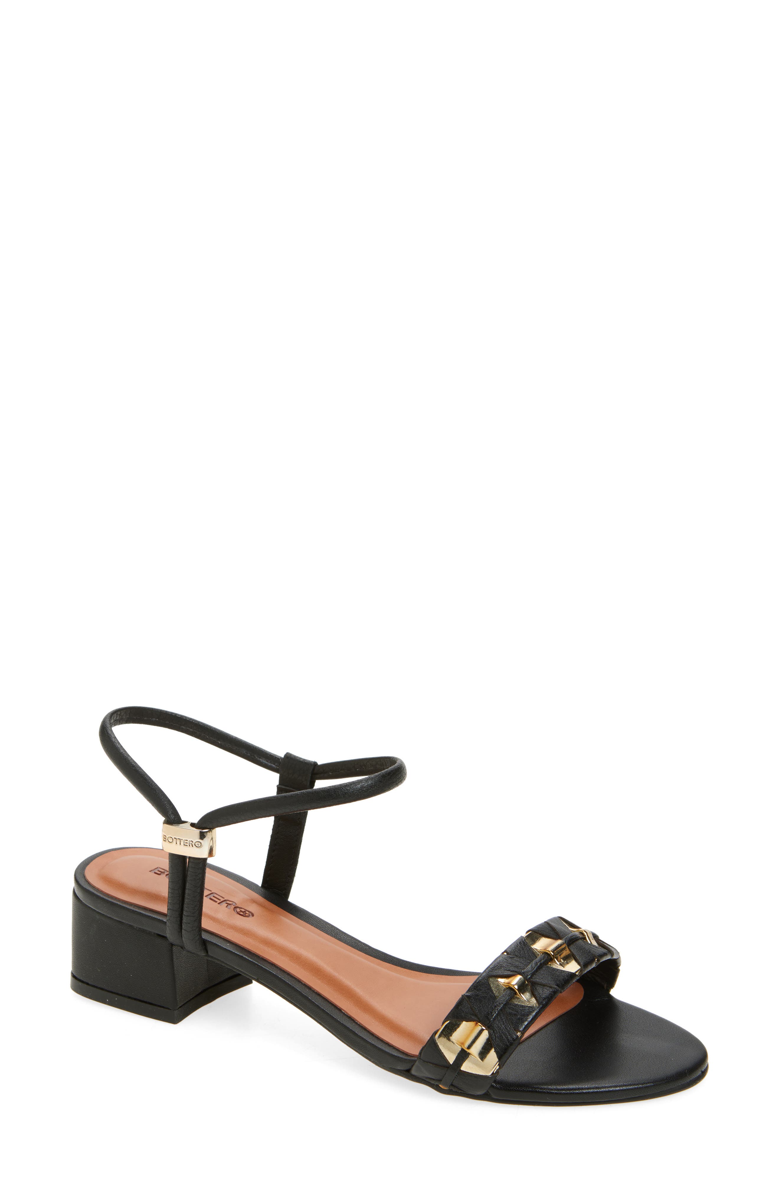 Bottero Elsa Ankle Strap Sandal, Main, color, Preto