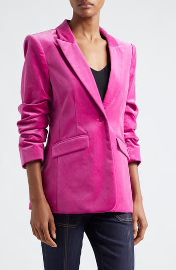 Cheyenne Ruched Sleeve Velveteen Blazer