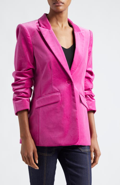 Cinq À Sept Cheyenne Ruched Sleeve Velveteen Blazer In Multi