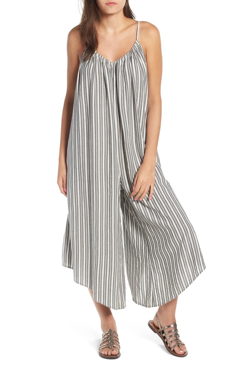 Del Sur Stripe Jumpsuit, Main, color, BLACK