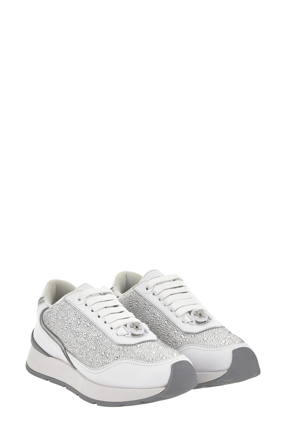 Crystal Embellished Sneaker, color, WHITE SILVER PALLADIUM