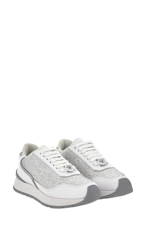 Versace Crystal Embellished Sneaker In Animal Print