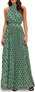FLYING TOMATO Polka Dot Halter Maxi Dress