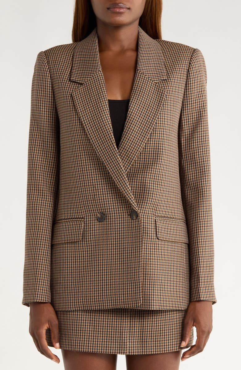 PAIGE Quentin Houndstooth Check Wool Blend Blazer, Alternate, color, Brown Multi