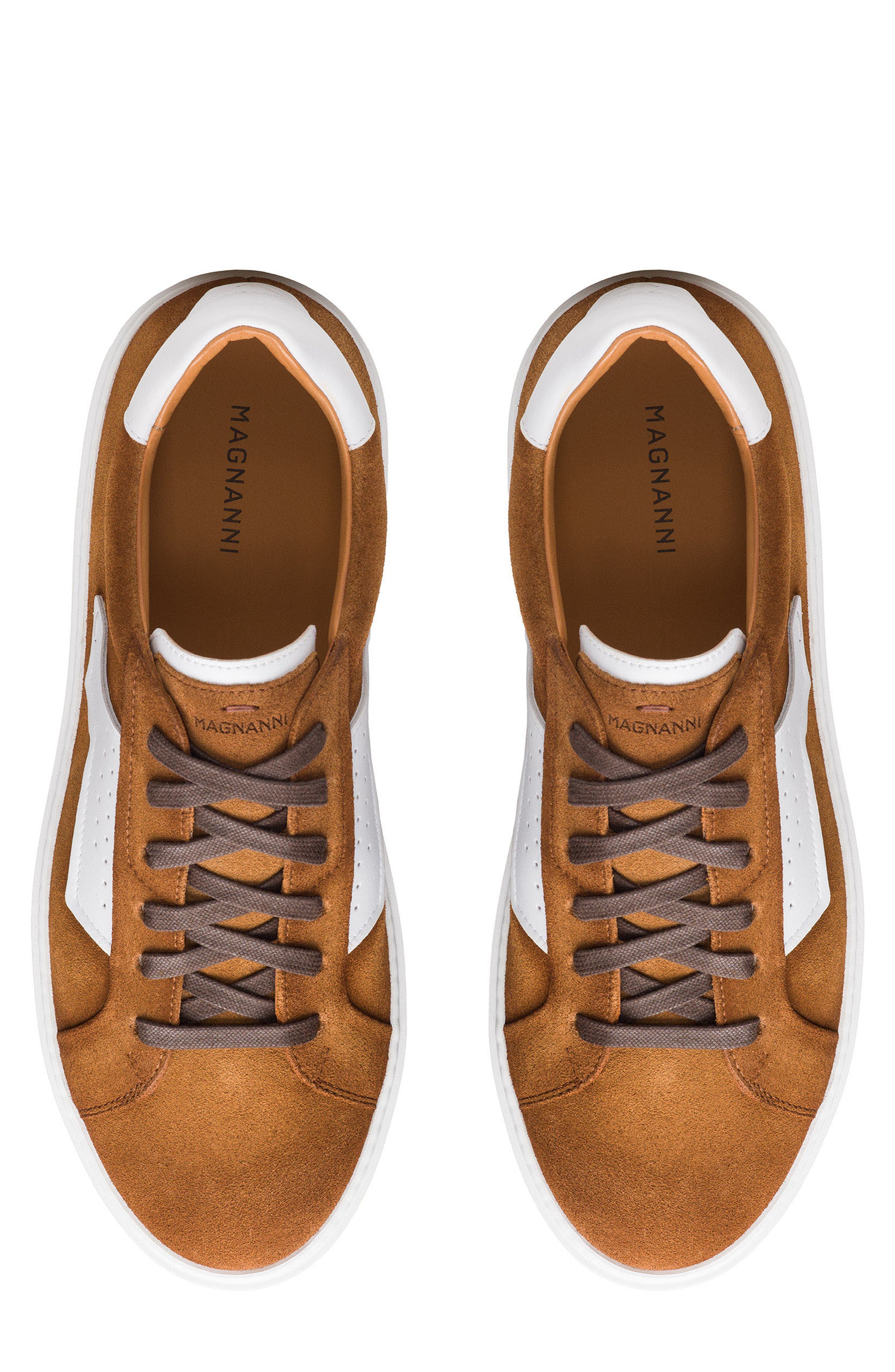 Magnanni Phoenix Low Top Sneaker, Alternate, color, Cognac Suede