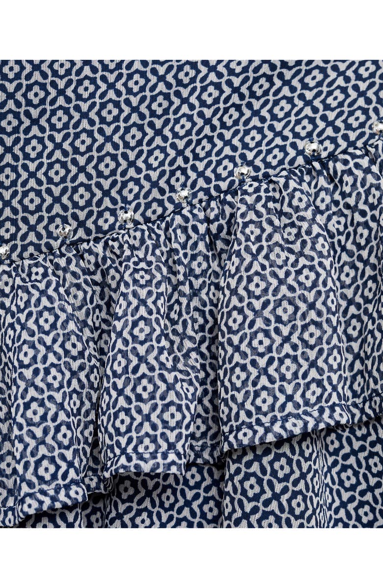 MANGO TEEN Ruffle Rhinestone Miniskirt, Alternate, color, Navy