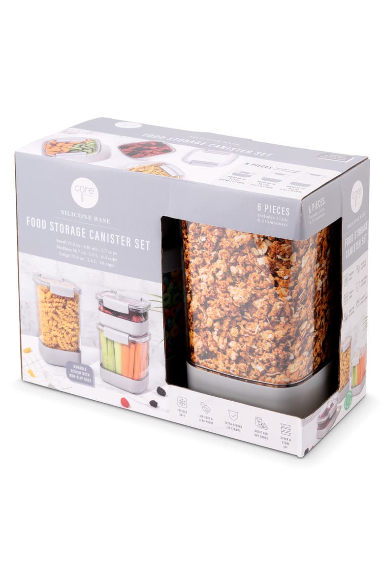 3-Piece Food Storage Canister Set, Main, color, OVERCAST