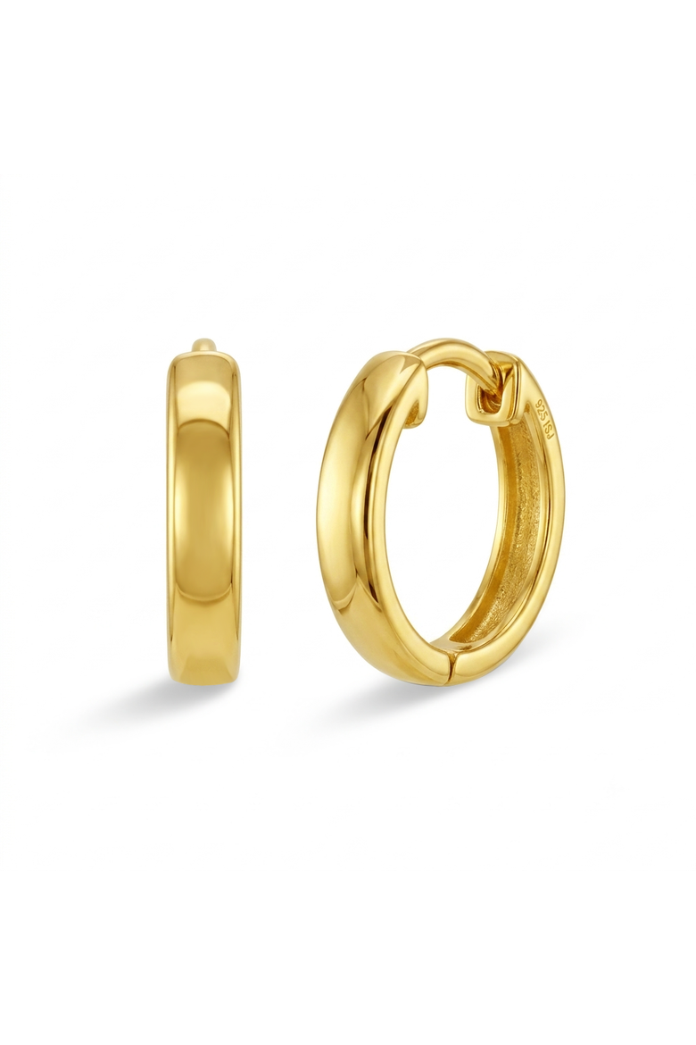 Classic Polished Plated Huggie Hoops, Main, color, Gold