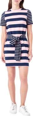 English Factory Contrast Stripe Tie Waist Minidress