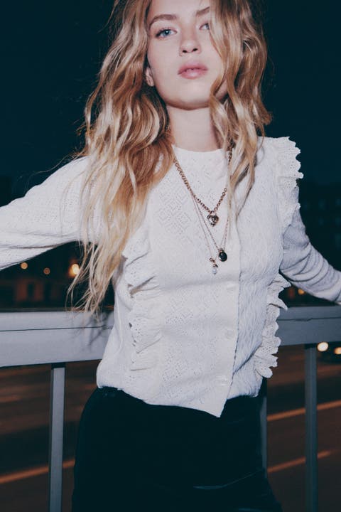 Frill-trimmed Cardigan