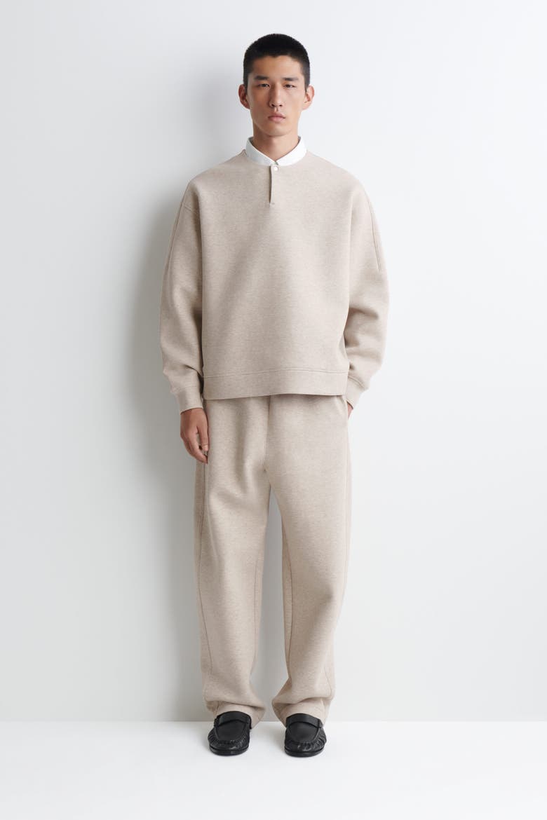Scuba Knit Relaxed-Fit Barrel-Leg Joggers, Main, color, BEIGE MÉLANGE