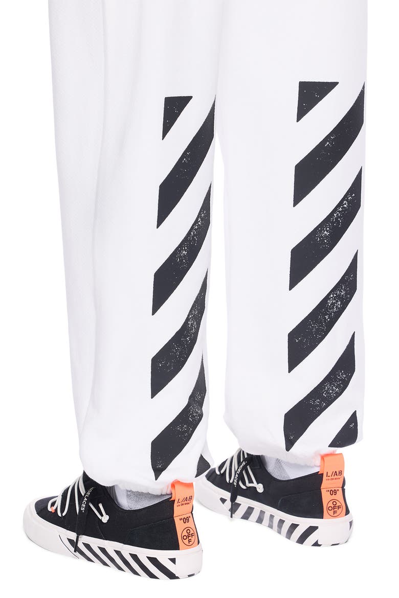 Diagonal Stripe Logo Cotton French Terry Joggers, Alternate, color, WHITE
