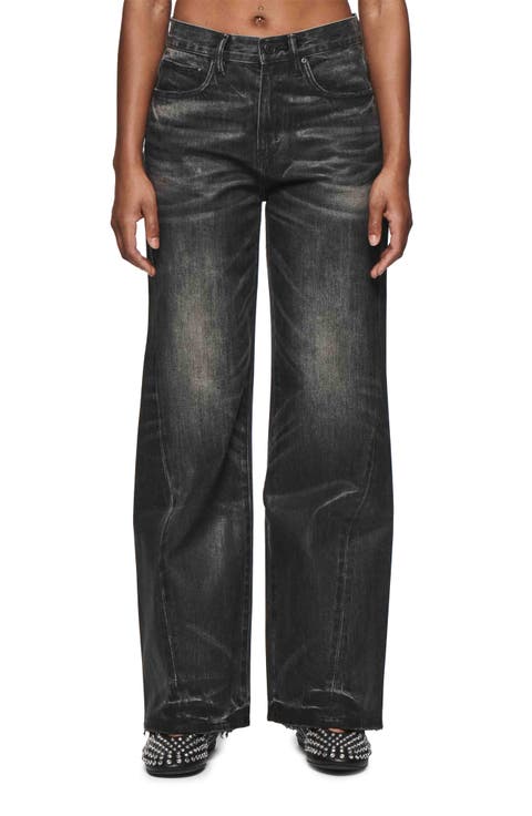 Twisted High Waist Wide Leg Baggy Jeans