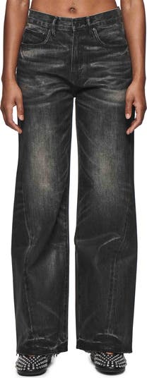 PURPLE BRAND/Twisted Baggy ジーンズ Purple Brand Twisted Coated Baggy Wide Leg Jeans - Pants