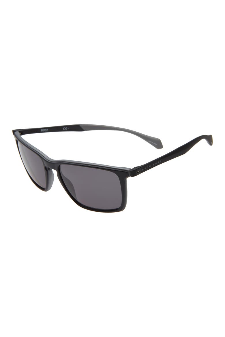 57mm Rectangle Retro Sunglasses, Alternate, color, GREY