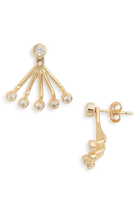 Bezel CZ Jacket Earrings