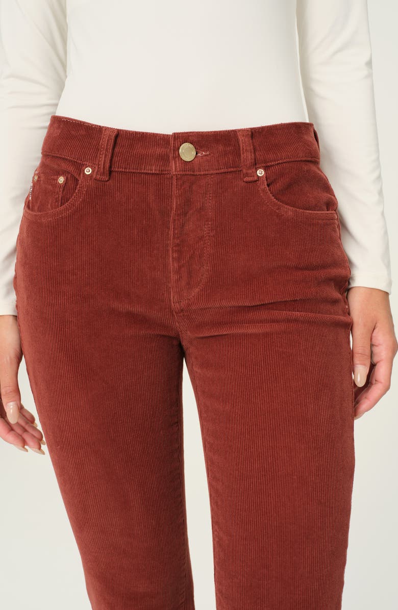 DL1961 Mara Straight Leg Mid Rise Instasculpt Corduroy Ankle Jeans, Alternate, color, Red Rock
