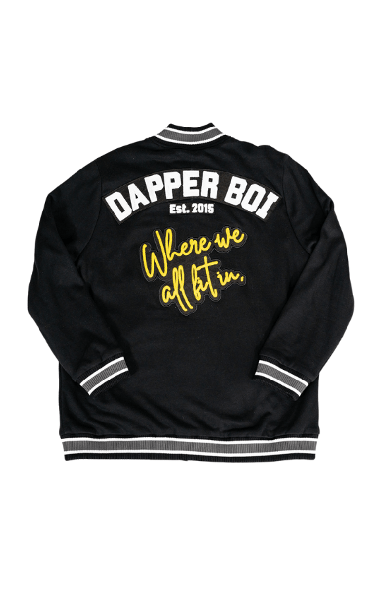 Dapper Boi Limited Edition Dapper Boi Letterman Jacket, Alternate, color, Black