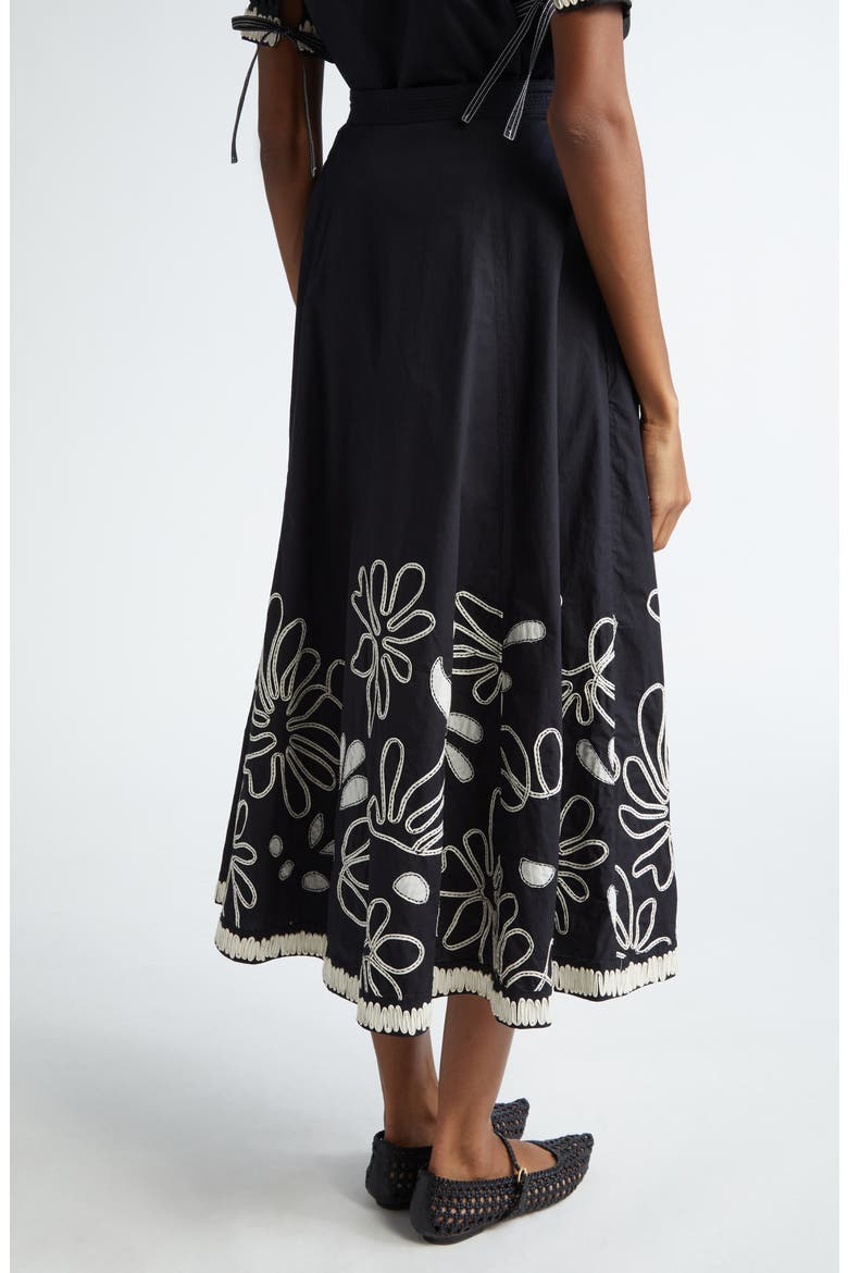 Layla Floral Cotton Maxi Skirt, Alternate, color, RAVEN