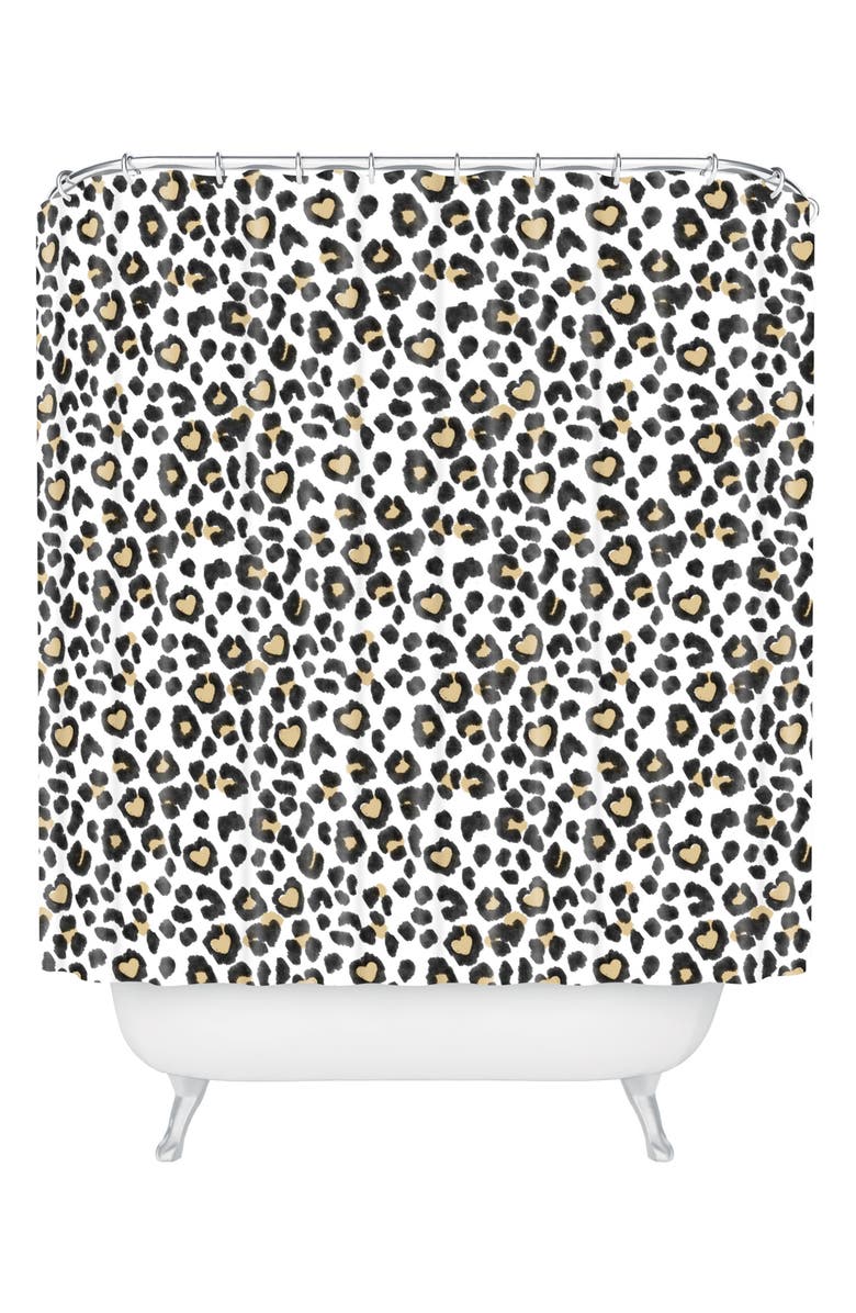 Deny Designs Dash Ash Leo Heart Shower Curtain, Main, color,