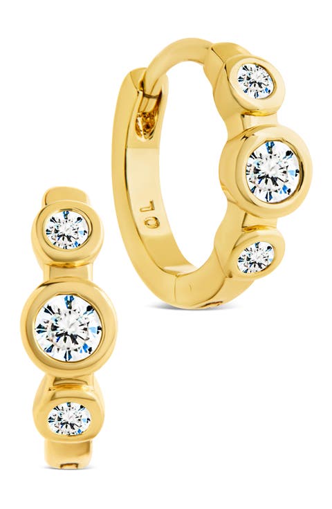 Karolina Cubic Zirconia Trio Huggie Hoop Earrings