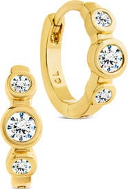 Sterling Forever Karolina Cubic Zirconia Trio Huggie Hoop Earrings