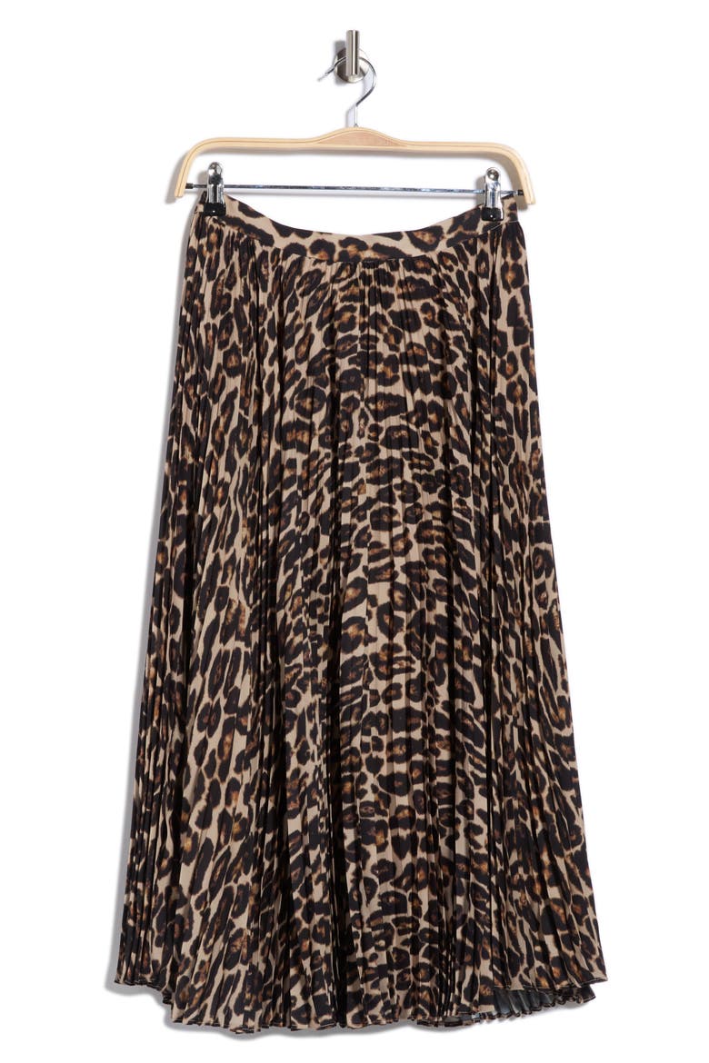 Printed Pleated Skirt, Alternate, color, LEOPARD PRINT
