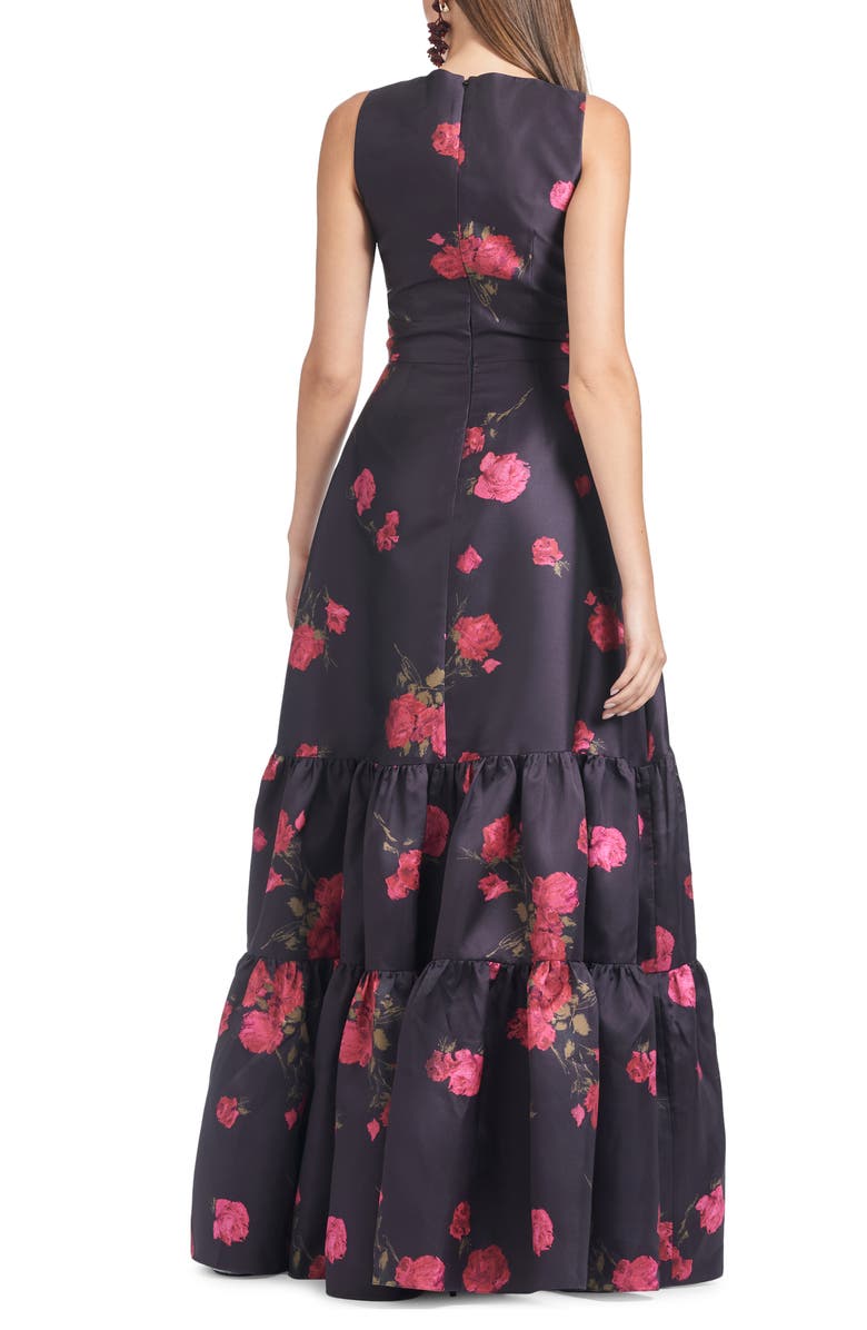 Sachin & Babi Rori Floral Print Tiered Sleeveless Gown, Alternate, color,