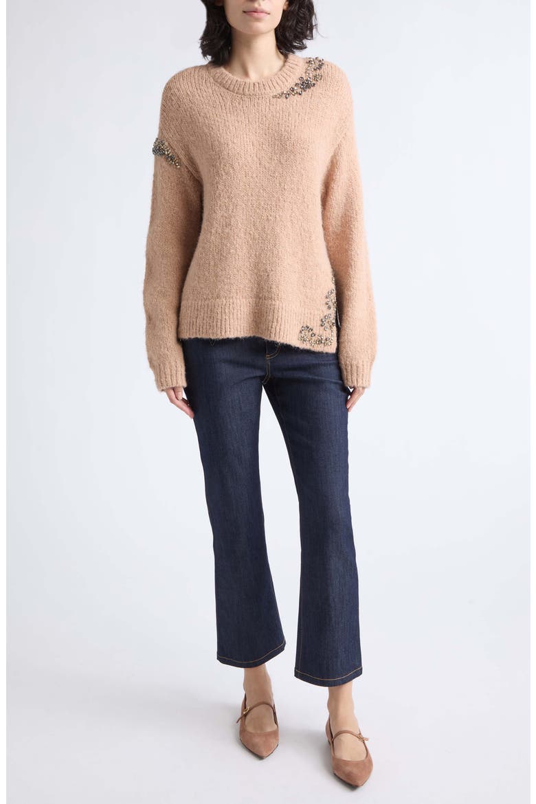 Crystal Lilliana Crewneck Sweater, Alternate, color, LIGHT RUSSET