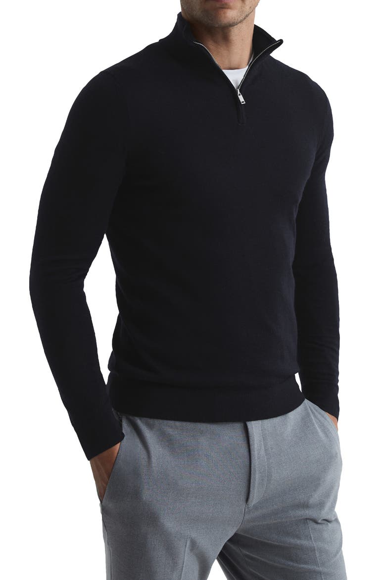 Blackhall Quarter Zip Wool Sweater, Main, color, NAVY