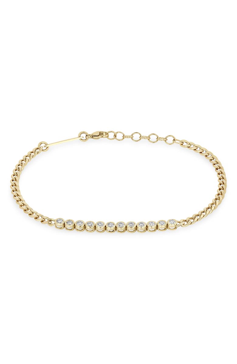 Zoë Chicco 14K Gold Curb Chain Diamond Tennis Bracelet, Main, color, 14K Yellow Gold