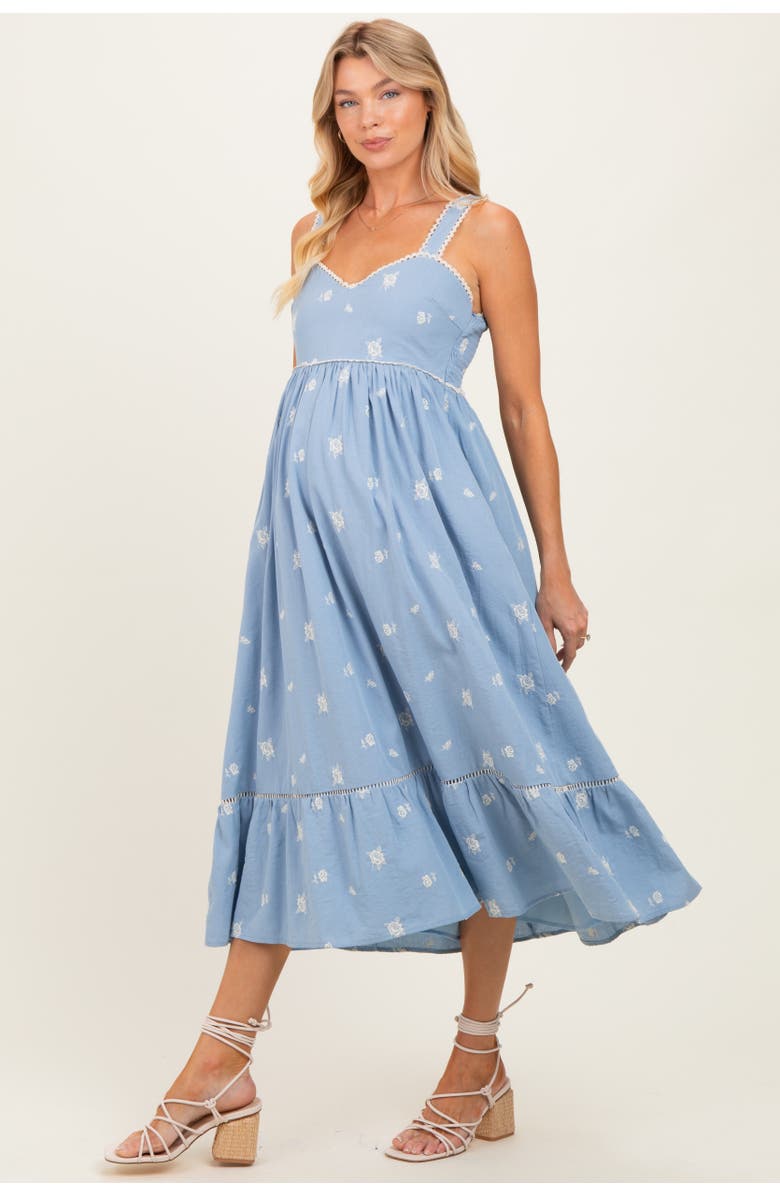 PinkBlush Vintage Floral Smocked Midi Dress, Main, color, Light Blue