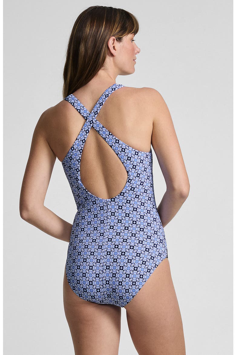 Tugless Contour One Piece, Alternate, color, Lake Blue Geo Colorblock