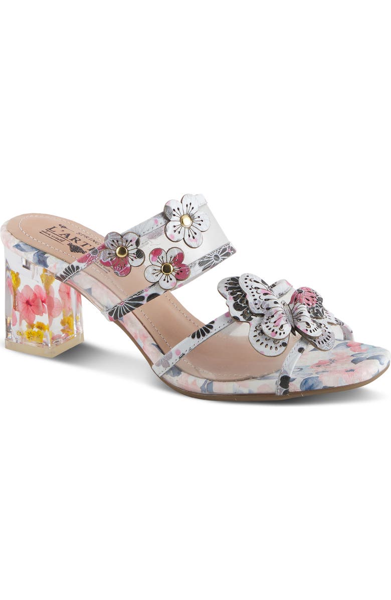L'Artiste by Spring Step Adored Floral Appliqué Slide Sandal, Main, color,