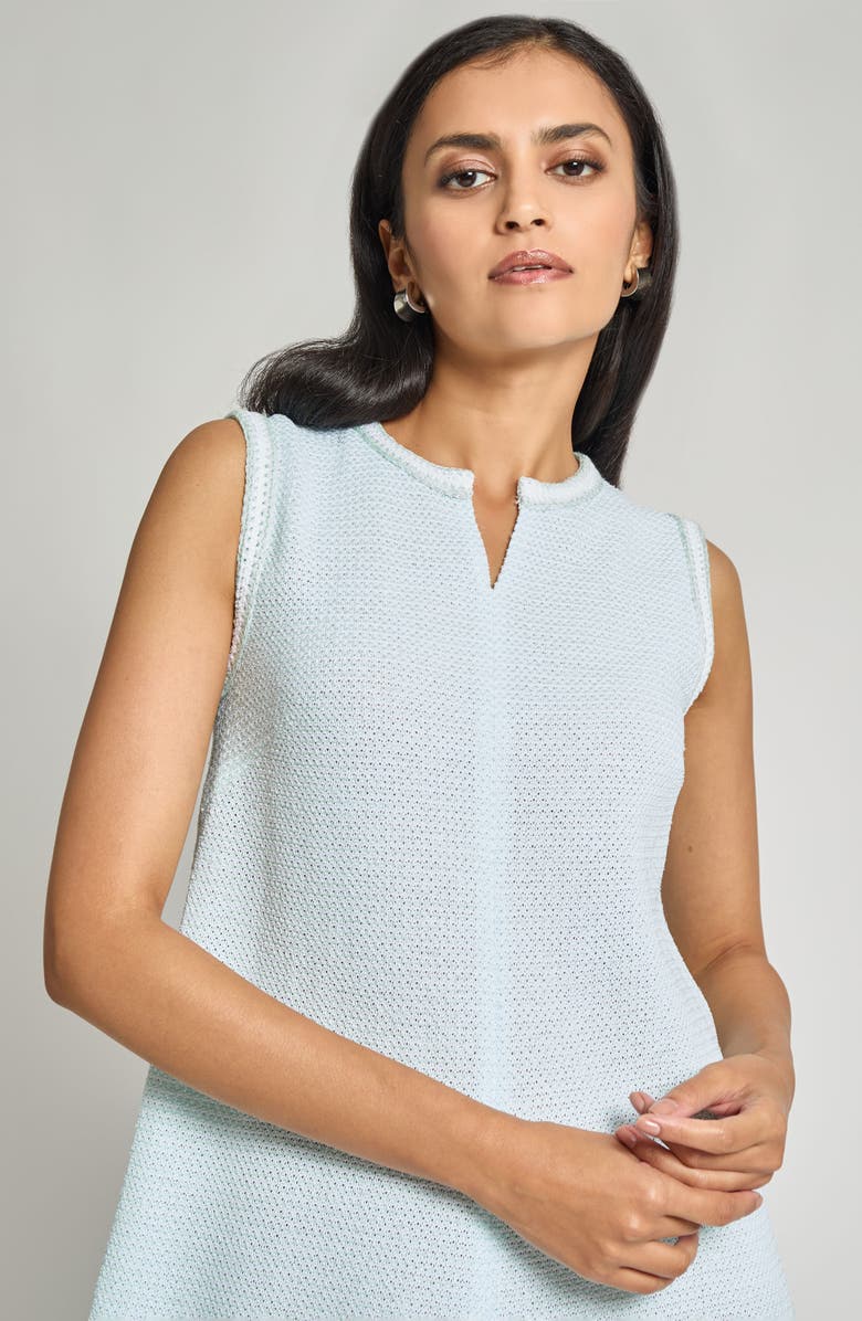 Misook Modern Fit A-Line Knit Dress, Alternate, color, Aquatic/ White