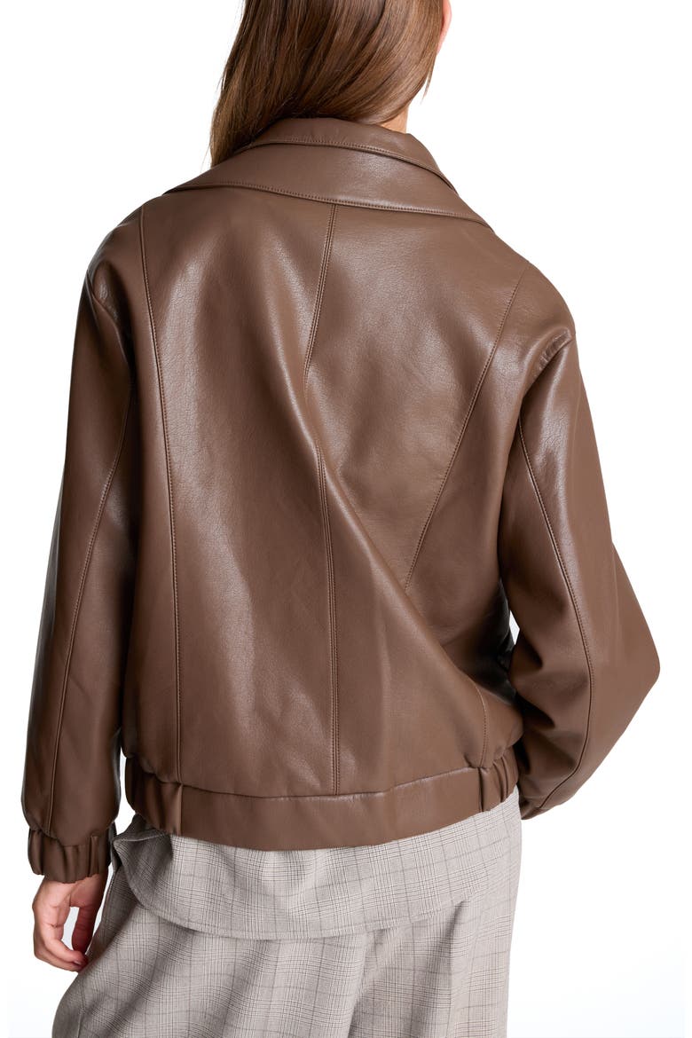 Asymmetrical Zip Faux Leather Moto Jacket, Alternate, color, COFFEE