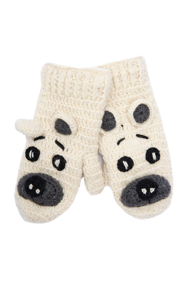 Crochet Bear Mittens, Alternate, color, White combo