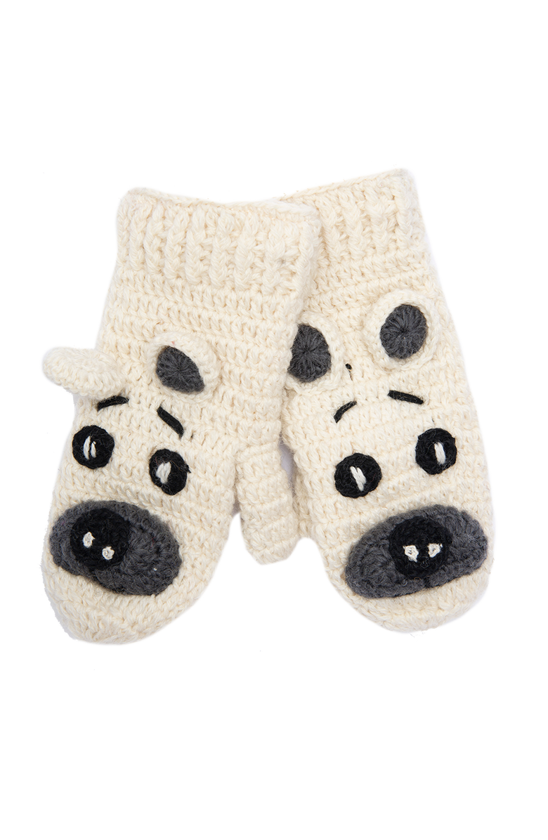 Nirvanna Designs Crochet Bear Mittens, Alternate, color, White Combo
