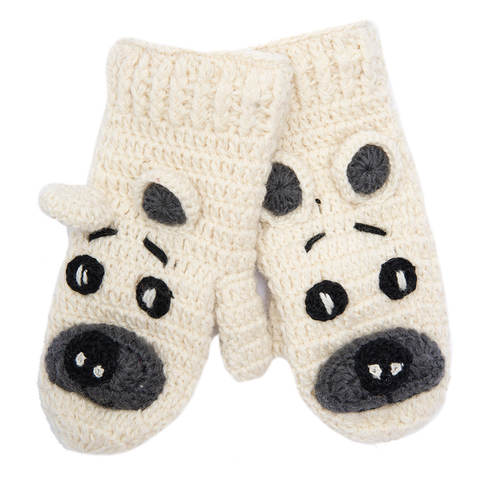Nirvana Designs Crochet Bear Mittens In White Combo