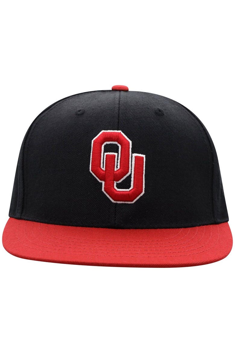 Men's Top of the World Black/Crimson Oklahoma Sooners Team Color Two-Tone Fitted Hat, Alternate, color, Black