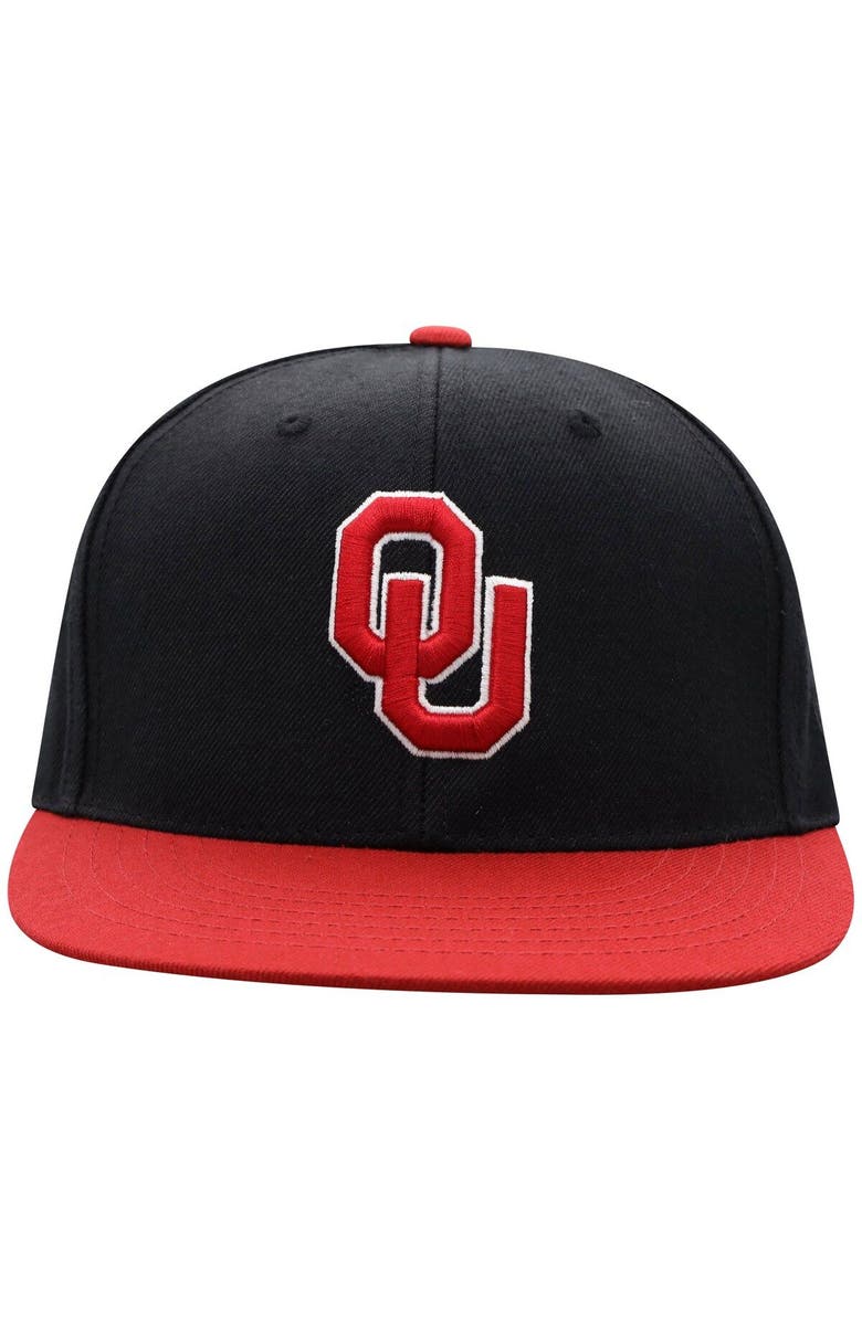 TOP OF THE WORLD Men's Top of the World Black/Crimson Oklahoma Sooners Team Color Two-Tone Fitted Hat, Alternate, color, Black