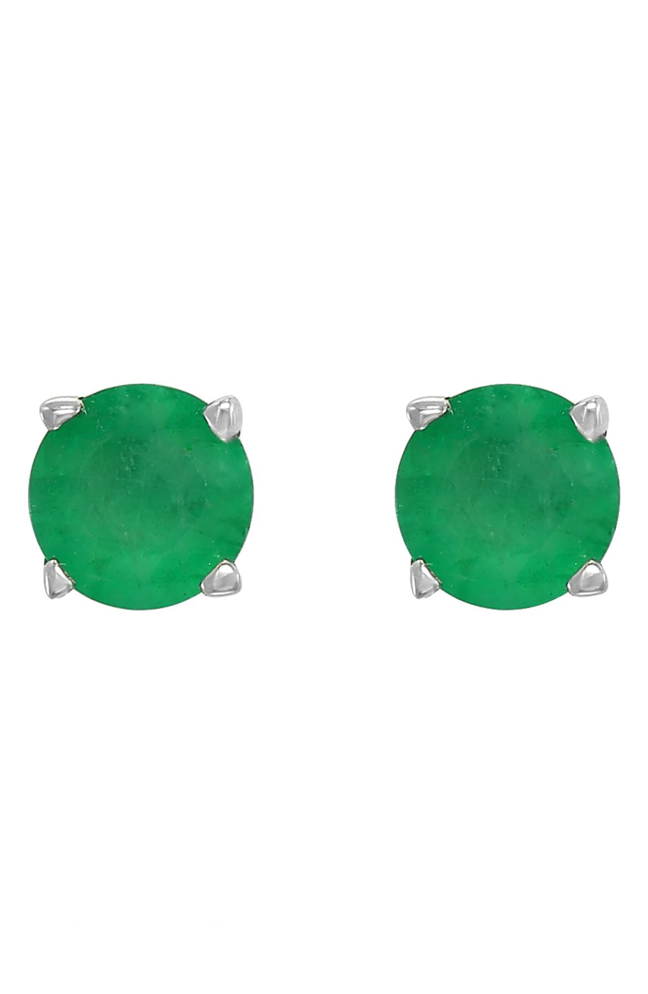 EFFY 14K White Gold Natural Emerald Stud Earrings