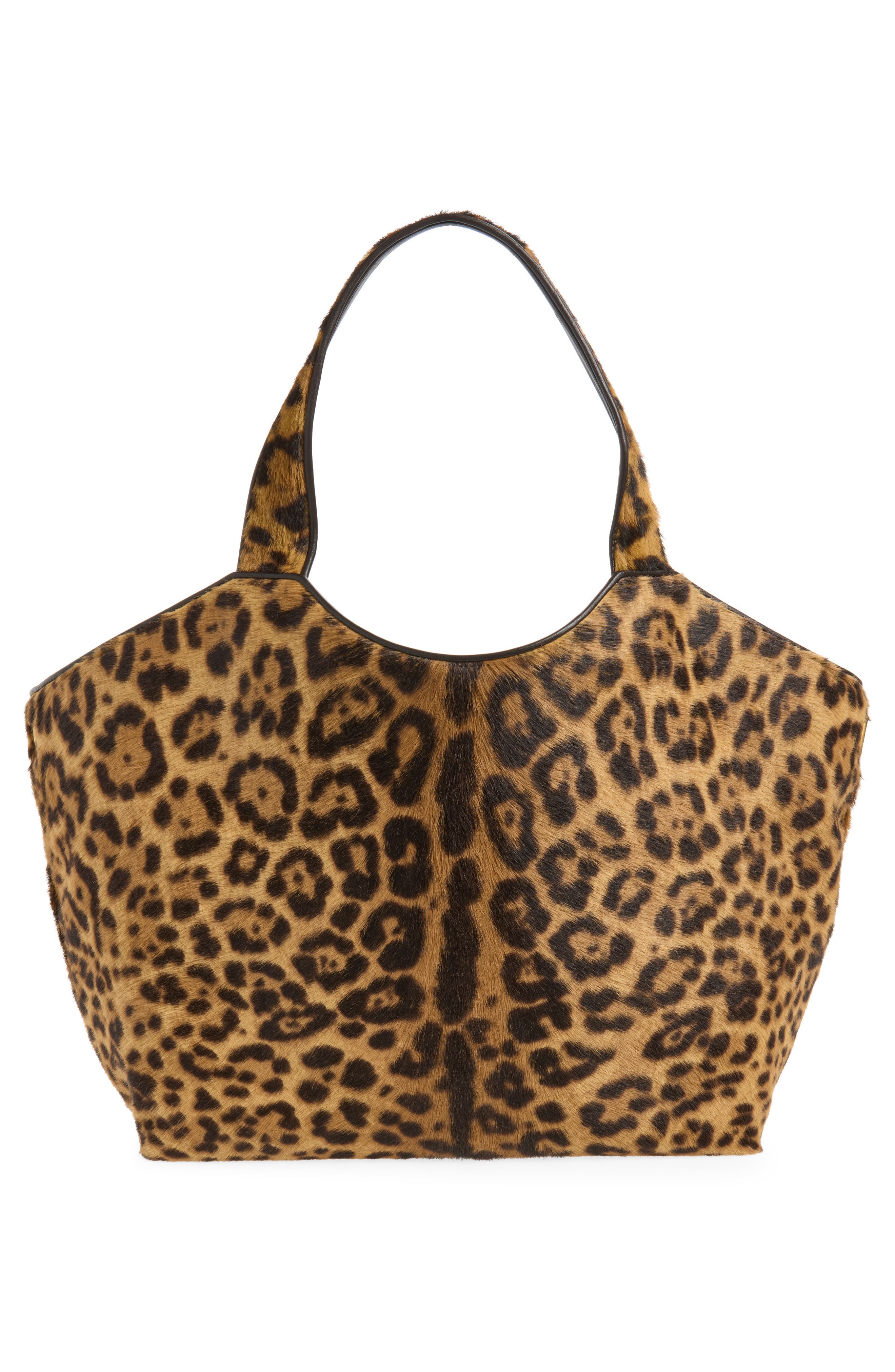 Medium Icare Leopard Print Genuine Calf Hair Shopping Tote, Alternate, color, BROWN/ BLACK