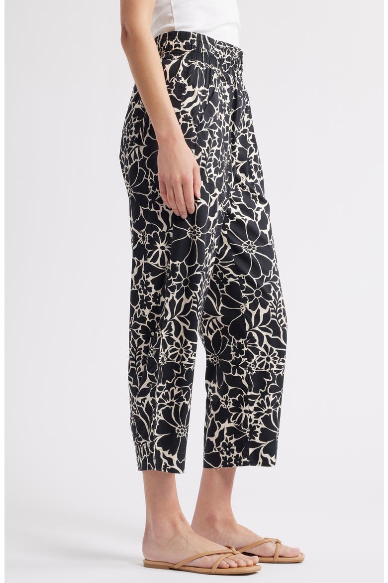 Floral Cotton Blend Crop Pants, Alternate, color, BLACK OFF WHITE