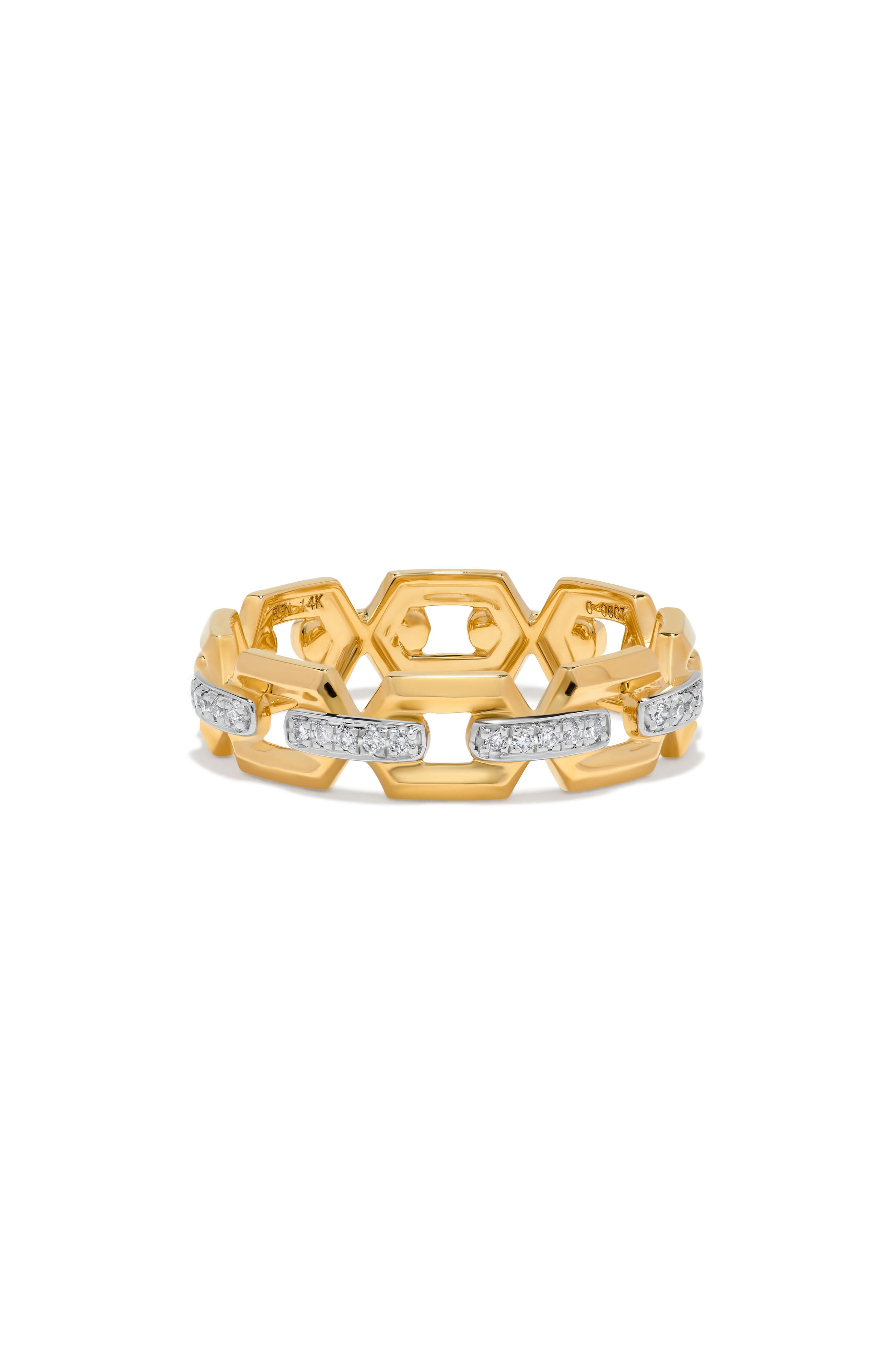 H.J. Namdar 14K Gold Pavé Diamond Link Chain Ring