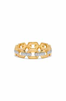 H.J. Namdar 14K Gold Pavé Diamond Link Chain Ring