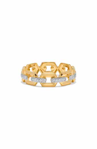 H.J. Namdar 14K Gold Pavé Diamond Link Chain Ring