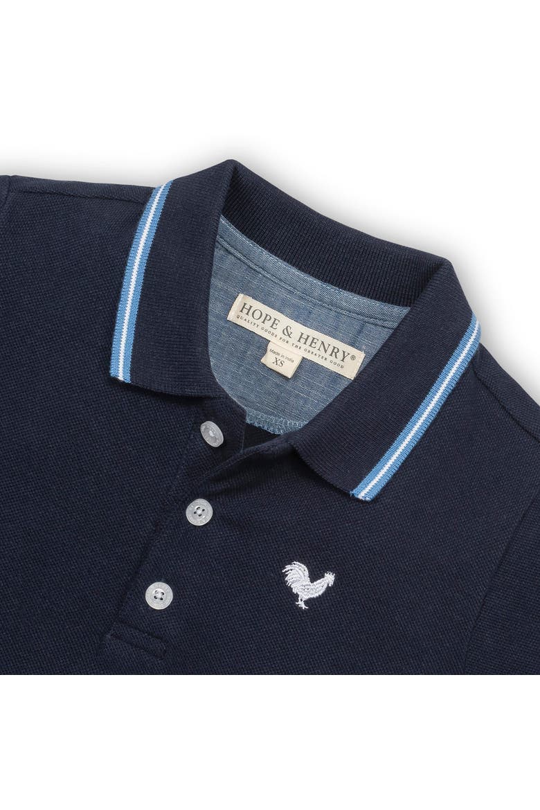 Baby Boys' Organic Pique Polo, Infant, Alternate, color, Navy with Blue and White