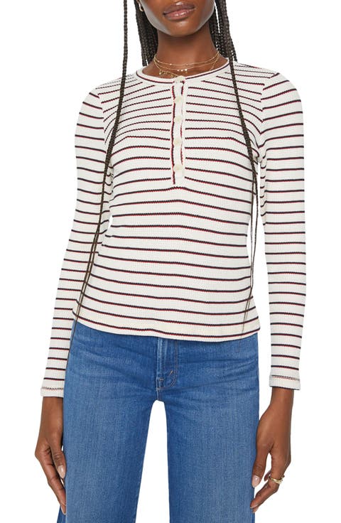 The Itty Bitty Pixie Stripe Thermal Henley Top